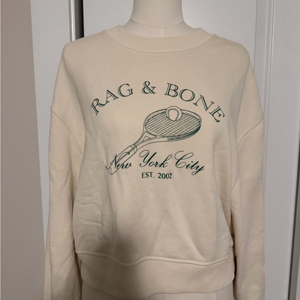 Rag & Bone Racquet Sweatshirt in Ivory Size Medium NWT - Picture 5 of 5